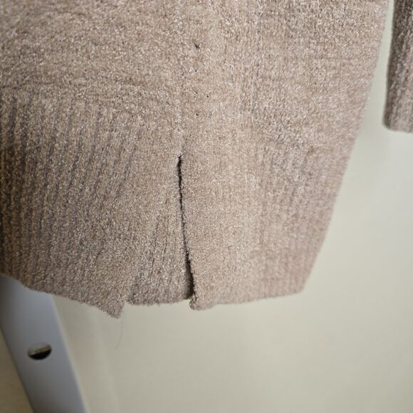 Barefoot Dreams Cozychic Ultra Lite Dockside Pullover Knit Sweater Tan Size L - Picture 5 of 11